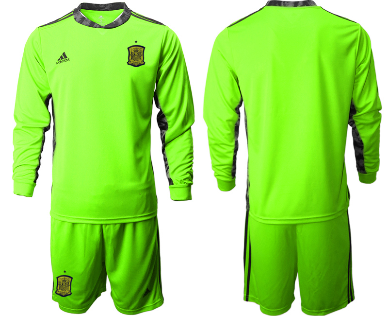 Men 2021 European Cup Spain green Long sleeve goalkeeper Soccer Jersey